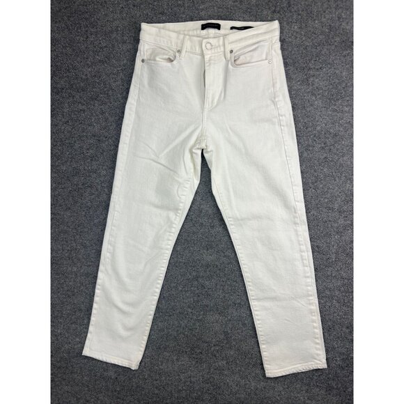 Banana Republic Jeans Women's 28 White Denim Mid-Rise Straight Leg 5 Pocket - Picture 1 of 7
